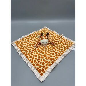 Pro Goleem Giraffe Security Blanket Plush Lovey Satin Trim Orange Cream Colored